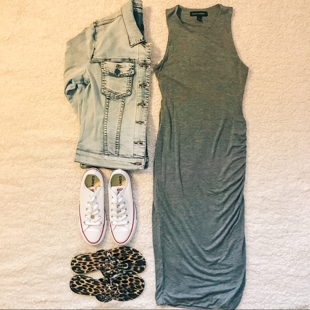 Cotton Midi Dress with side ruching